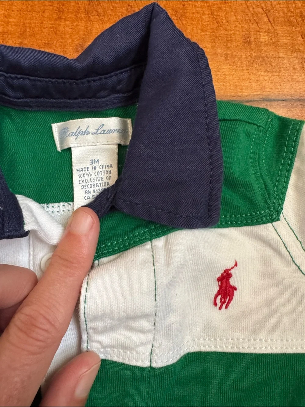 Ralph Lauren Green, White & Navy Striped Rugby One-Piece